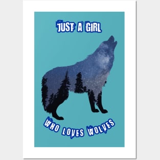 Just A Girl Who Loves Wolves Animals Nature Lovers Posters and Art